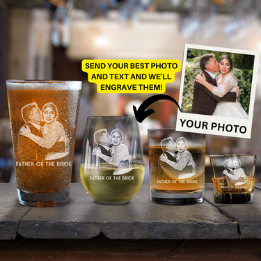 Personalized Photo on Glass Parents of the Bride Gift Drinkware